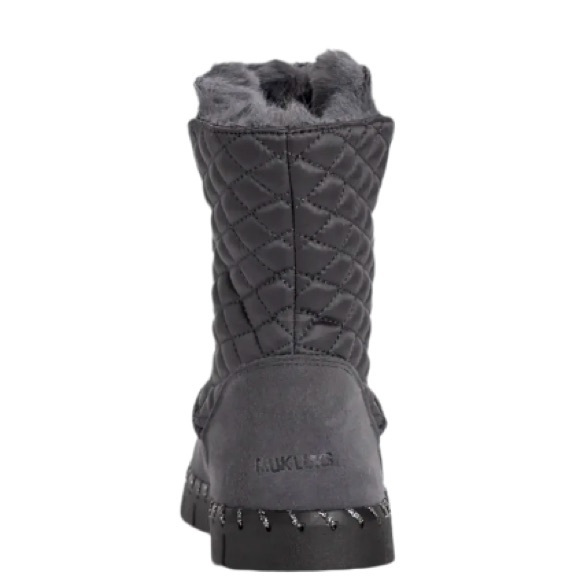 NIB Muk Luks Genuine Suede Quilted Tops Pull-On Style Ankle Boots Gray 8 - Picture 5 of 9